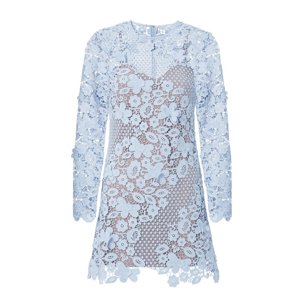 SELF-PORTRAIT Blue 3D Floral Guipure Lace Mini - Picture 1 of 8
